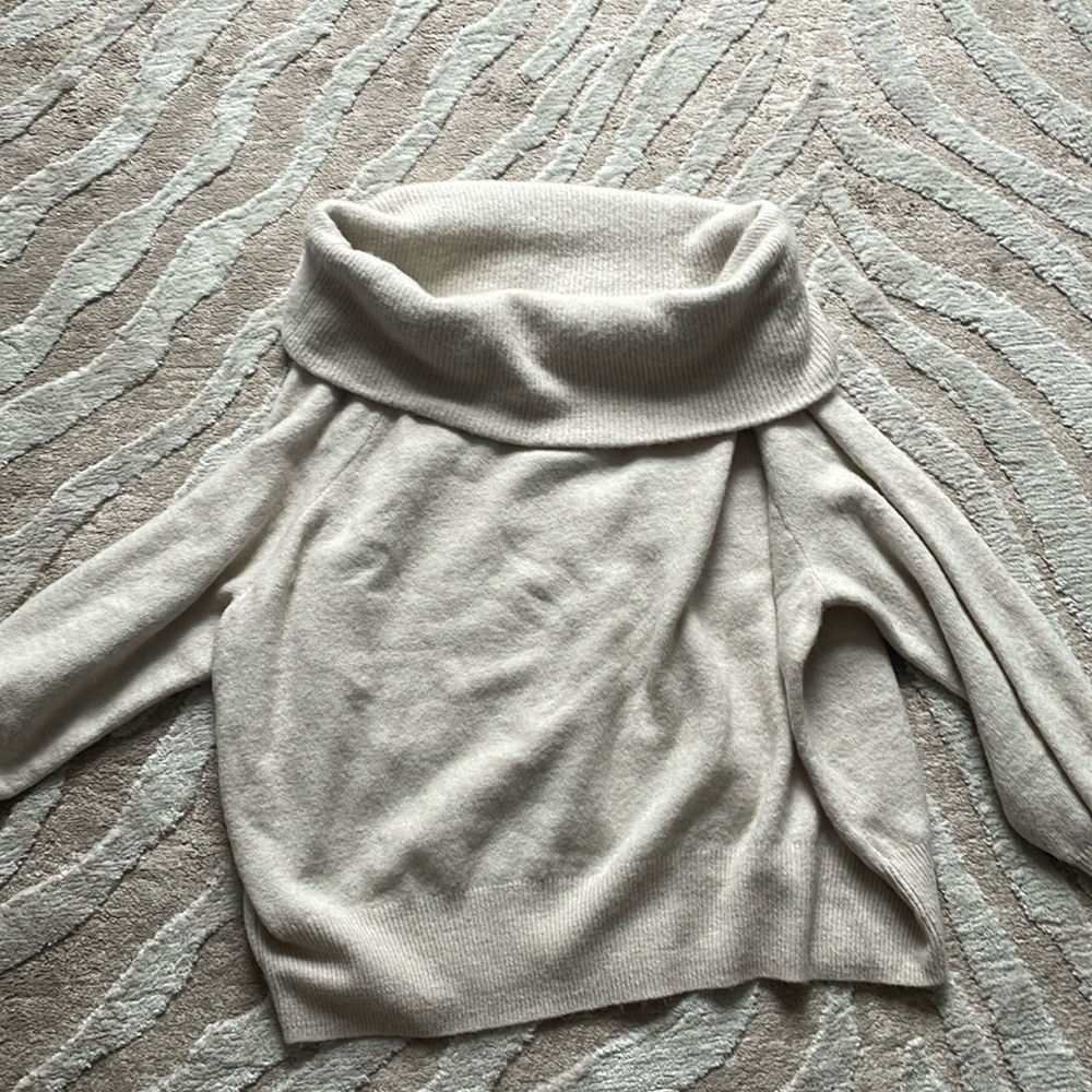 Rolled Over the Shoulder Cream Sweater NWT